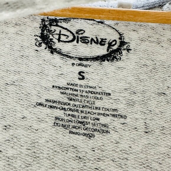 Disney Gray Navy Blue "The Little Mermaid" Logo Cropped Long Sleeve Sweatshirt S - Picture 5 of 6